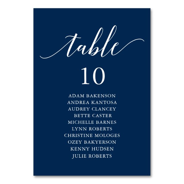 Wedding Dinner, Modern Guest Seating Chart Table N Table Number (Front)