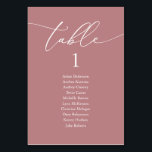 Wedding Dinner, Modern Guest Seating Chart Table Number<br><div class="desc">Wedding Dinner Guest Seating Table Chart Card,  Modern Classy romantic calligraphy in dusty rose themed.
Customise the text and / or remove and fill in with your wedding party matching colour.</div>
