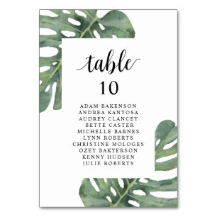 Wedding Dinner, Monstera Guests Seating Chart Tab Table Number