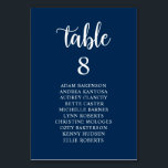 Wedding Dinner, Navy Blue Guests Seating Chart Tab Table Number<br><div class="desc">Wedding Dinner Guest Seating Table Chart Card,  Modern Rustic Script,  Navy Blue themed.
Customise the text and / or remove and fill in with your wedding party themed.</div>