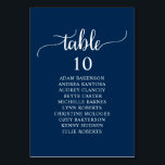 Wedding Dinner, Navy Blue Guests Seating Chart Table Number<br><div class="desc">Wedding Dinner Guest Seating Table Chart Card,  Modern Rustic Script,  navy blue themed.
Customise the text and / or remove and fill in with your wedding party themed.</div>