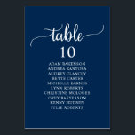 Wedding Dinner, Navy Blue Guests Seating Chart Table Number<br><div class="desc">Wedding Dinner Guest Seating Table Chart Card,  Modern Rustic Script,  navy blue themed.
Customise the text and / or remove and fill in with your wedding party themed.</div>