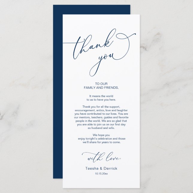 Wedding Dinner, Place Setting Thank You Card (Front/Back)