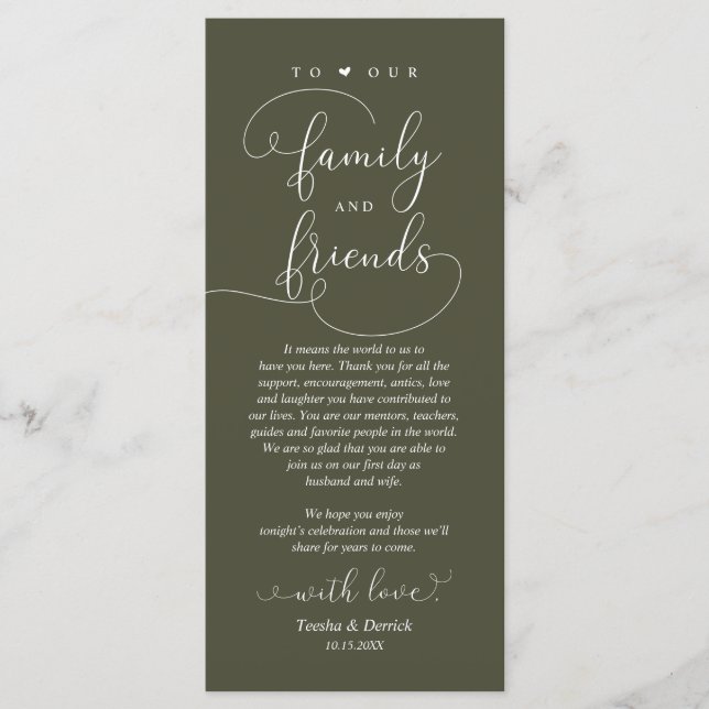 Wedding Dinner, Place Setting Thank You Card (Front)