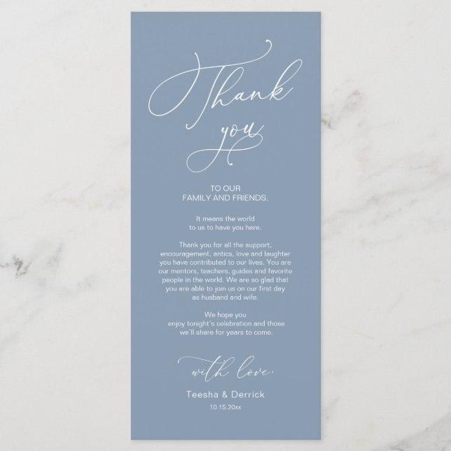 Wedding Dinner Place Setting Thank You Card (Front)
