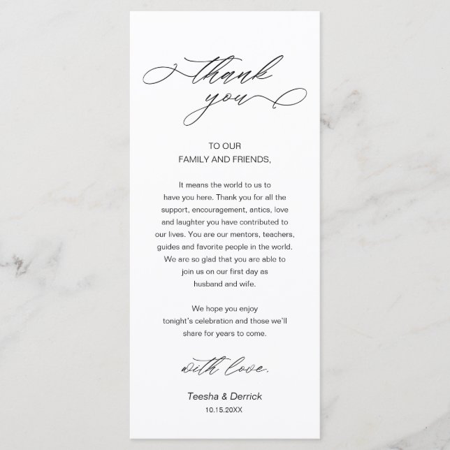 Wedding Dinner Place Setting Thank You Card (Front)