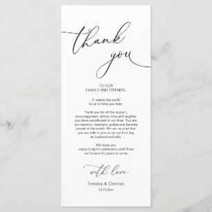 Wedding Dinner Place Setting Thank You Card
