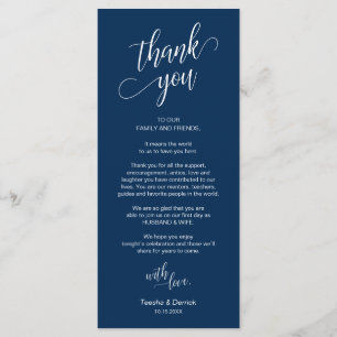 Wedding Dinner, Place Setting Thank You Cards