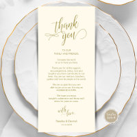 Wedding Dinner, Place Setting Thank You Cards