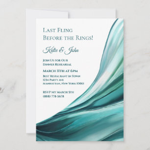 Wedding-Dinner Rehearsal-Modern Emerald Green- Invitation
