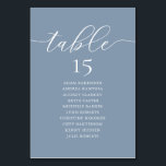 Wedding Dinner, Romance Guest Seating Chart, Table Number<br><div class="desc">Wedding Dinner Guest Seating Table Chart Card,  Modern Romance Dusty Blue themed.
Customise the text and / or remove and fill in with your wedding party themed.</div>