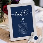 Wedding Dinner, Romance Guest Seating Chart, Table Number<br><div class="desc">Wedding Dinner Guest Seating Table Chart Card,  Modern Romance Navy Blue themed.
Customise the text and / or remove and fill in with your wedding party themed.</div>