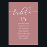 Wedding Dinner, Romance Guest Seating Chart, Table Number<br><div class="desc">Wedding Dinner Guest Seating Table Chart Card,  Modern Romance Dusty Rose themed.
Customise the text and / or remove and fill in with your wedding party themed.</div>