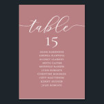 Wedding Dinner, Romance Guest Seating Chart, Table Number<br><div class="desc">Wedding Dinner Guest Seating Table Chart Card,  Modern Romance Dusty Rose themed.
Customise the text and / or remove and fill in with your wedding party themed.</div>