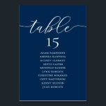 Wedding Dinner, Romance Seating Chart, Navy Blue T Table Number<br><div class="desc">Wedding Dinner Guest Seating Table Chart Card,  Modern Romance Navy Blue themes.
Customise the text and / or remove and fill in with your wedding party themed.</div>