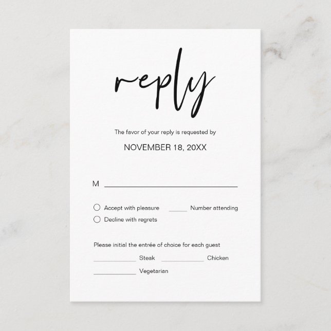 Wedding Dinner RSVP, with meal options Enclosure C (Front)