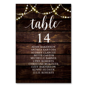 Wedding Dinner, Rustic Guests Seating Chart  Table Number