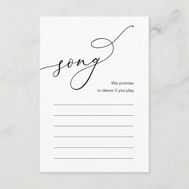 Wedding Dinner Song Music Options Enclosure Card (Front)