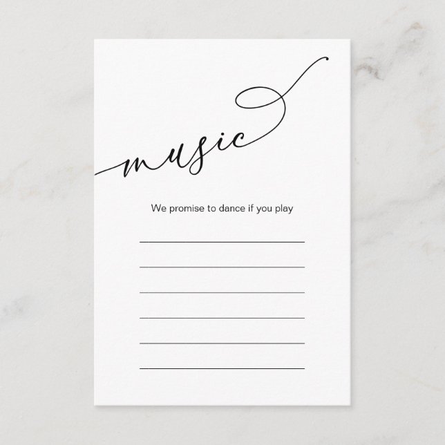 Wedding Dinner Song Music Options Enclosure Card (Front)