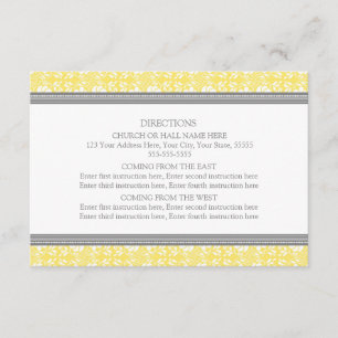 Wedding Direction Cards Lemon Grey Damask