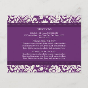 Wedding Direction Cards Plum Damask