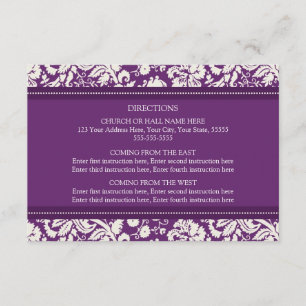 Wedding Direction Cards Plum Damask