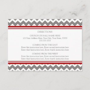Wedding Direction Cards Red Grey Chevron