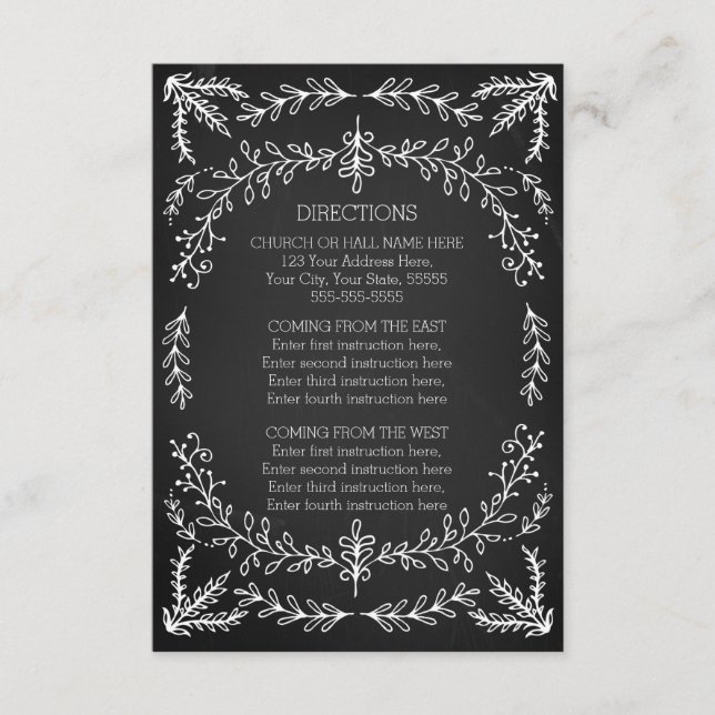 Wedding Direction Cards Vintage Chalkboard (Front)