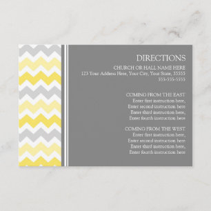 Wedding Direction Cards Yellow Grey Chevron