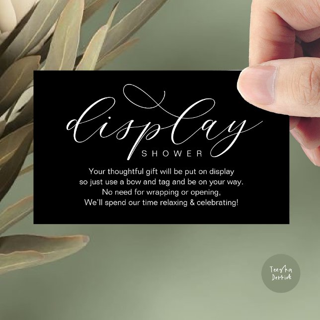 Wedding Display Shower, Modern Elegant Minimalist Enclosure Card (Wedding Display Shower, Modern elegance Bridal Enclosure Card Romantic Classy Black White)