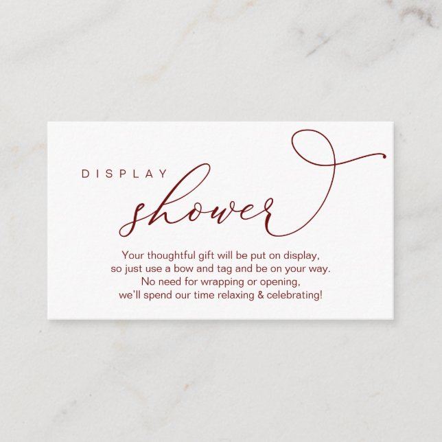 Wedding Display Shower, Modern Romantic Enclosure Card (Front)