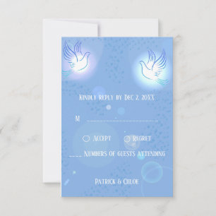 Wedding Dobe Blue Lighting RSVP Card