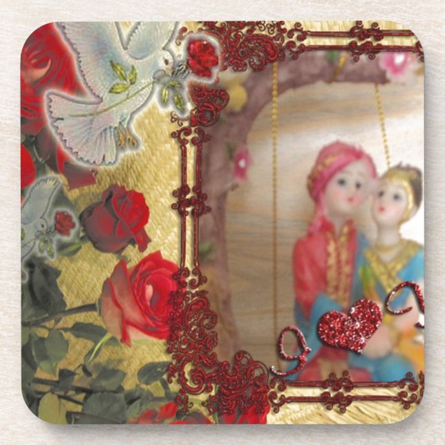 Wedding Doll Portrait Graphic Art Print Coaster (Front)