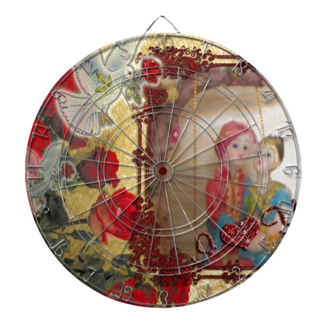 Wedding Doll Portrait Graphic Art Print Dartboard (Front)