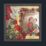 Wedding Doll Portrait Graphic Art Print Jewellery Box<br><div class="desc">Wedding Doll Portrait Graphic Art Print Celebrate Love with Our “Wedding Doll Portrait” Introducing our enchanting “Wedding Doll Portrait Graphic Art Print, ” featuring beautifully illustrated South Asian bride and groom dolls. This charming artwork is set against a colourful backdrop, framed by vibrant red roses and complemented by a soft...</div>