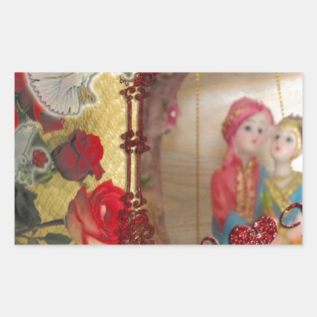 Wedding Doll Portrait Graphic Art Print Rectangular Sticker (Front)