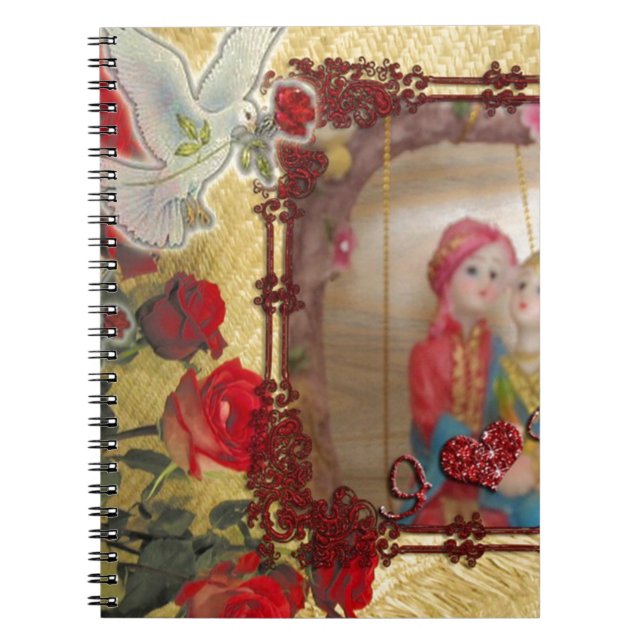 Wedding Doll Portrait Graphic Art Print Spiral Notebook (Front)