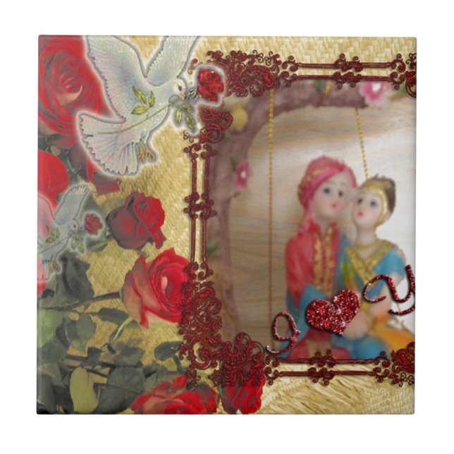 Wedding Doll Portrait Graphic Art Print Tile (Front)