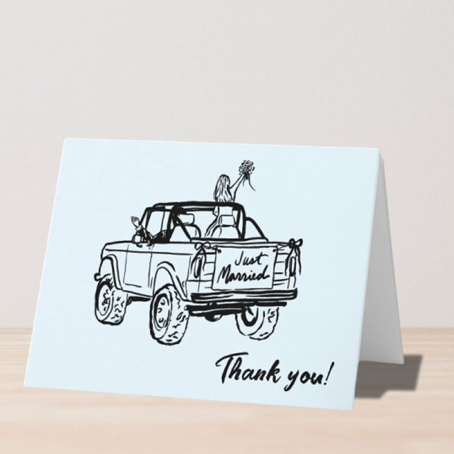 wedding doodle getaway car Thank you card (Creator Uploaded)