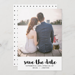 Wedding Dots Black and White Save the Date Photo