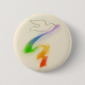 Wedding Dove with Rainbow Ribbon 6 Cm Round Badge