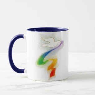 Wedding Dove with Rainbow Ribbon Mug