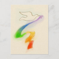 Wedding Dove with Rainbow Ribbon