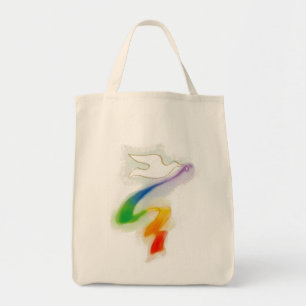 Wedding Dove with Rainbow Ribbon Tote Bag