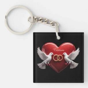 Wedding Doves Heart Romantic Anniversary Gift Key Ring
