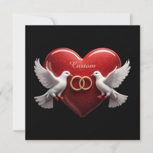 Wedding Doves Heart Romantic Anniversary Gift Thank You Card