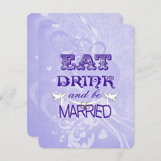 Wedding Doves on purple Invitation (Front/Back)