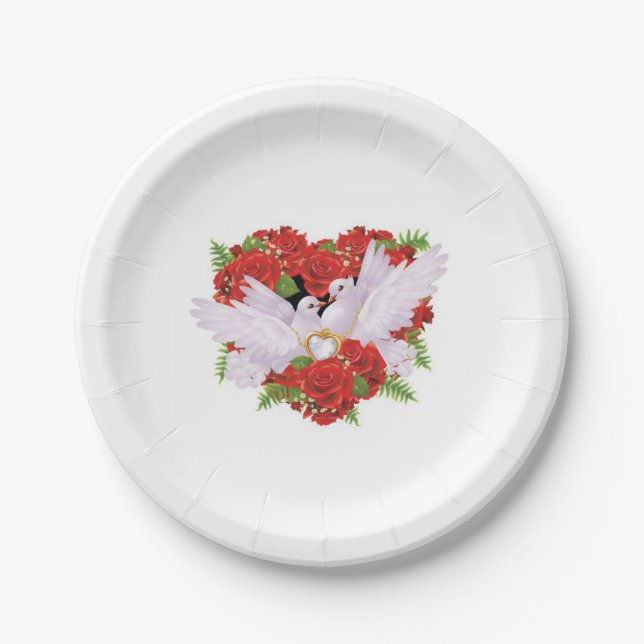 Wedding Doves Paper Plates (Front)