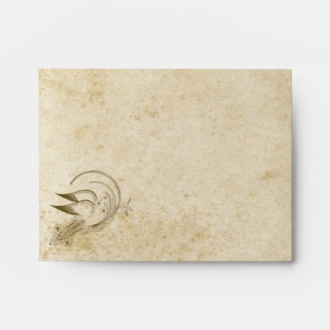 Wedding Doves Vintage Stained Distressed Paper Envelopes (Front)