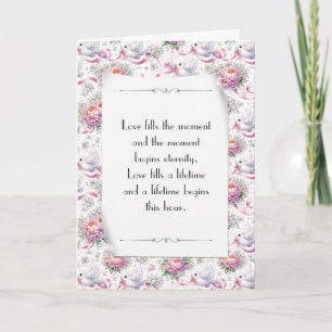 Wedding Doves with Ribbons and Peonies Card
